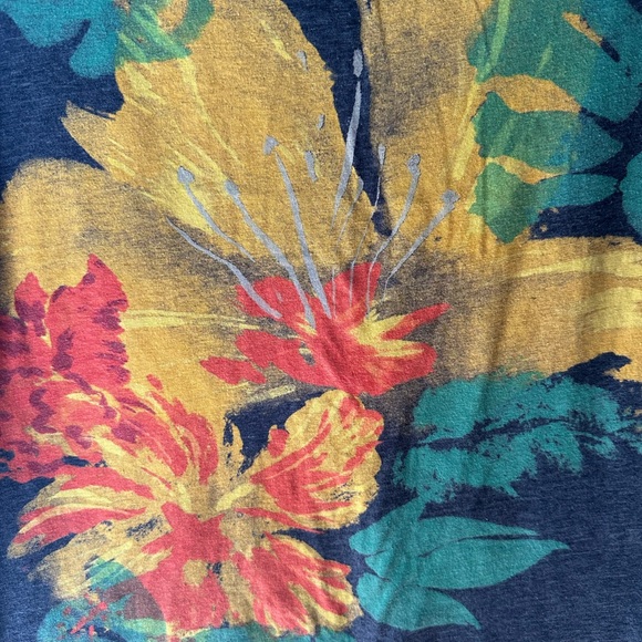 Lucky Brand Charcoal Tee with Yellow and Green Floral Design - Picture 2 of 4
